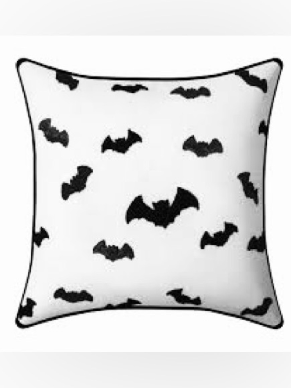 NWOT Black Bats Beaded , Sequins & Felt Halloween Throw Pillow